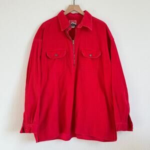 Vintage Marlboro Unlimited Corduroy Shirt XL Red 90s Quarter Zip Pullover Cotton
